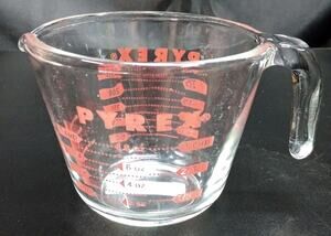 Pyrex Measuring One Cup Red Letter Glass Corning Made In USA
